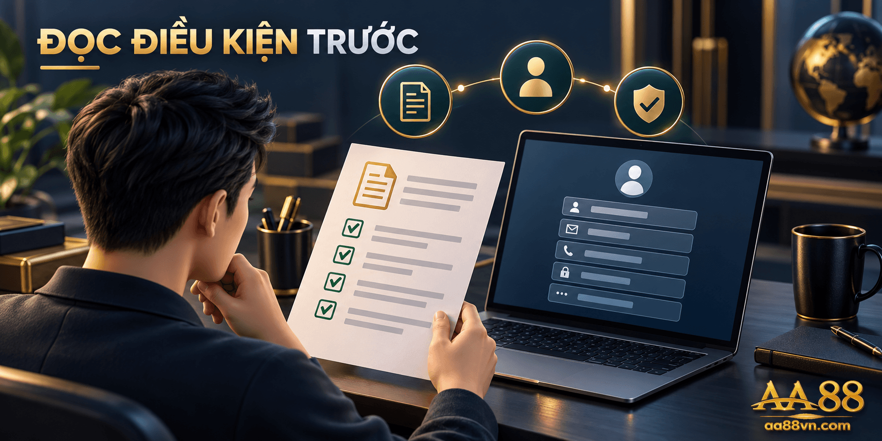 Đọc điều kiện và xác định dữ liệu cần cung cấp là bước chuẩn bị trước khi gửi một biểu mẫu tài khoản.