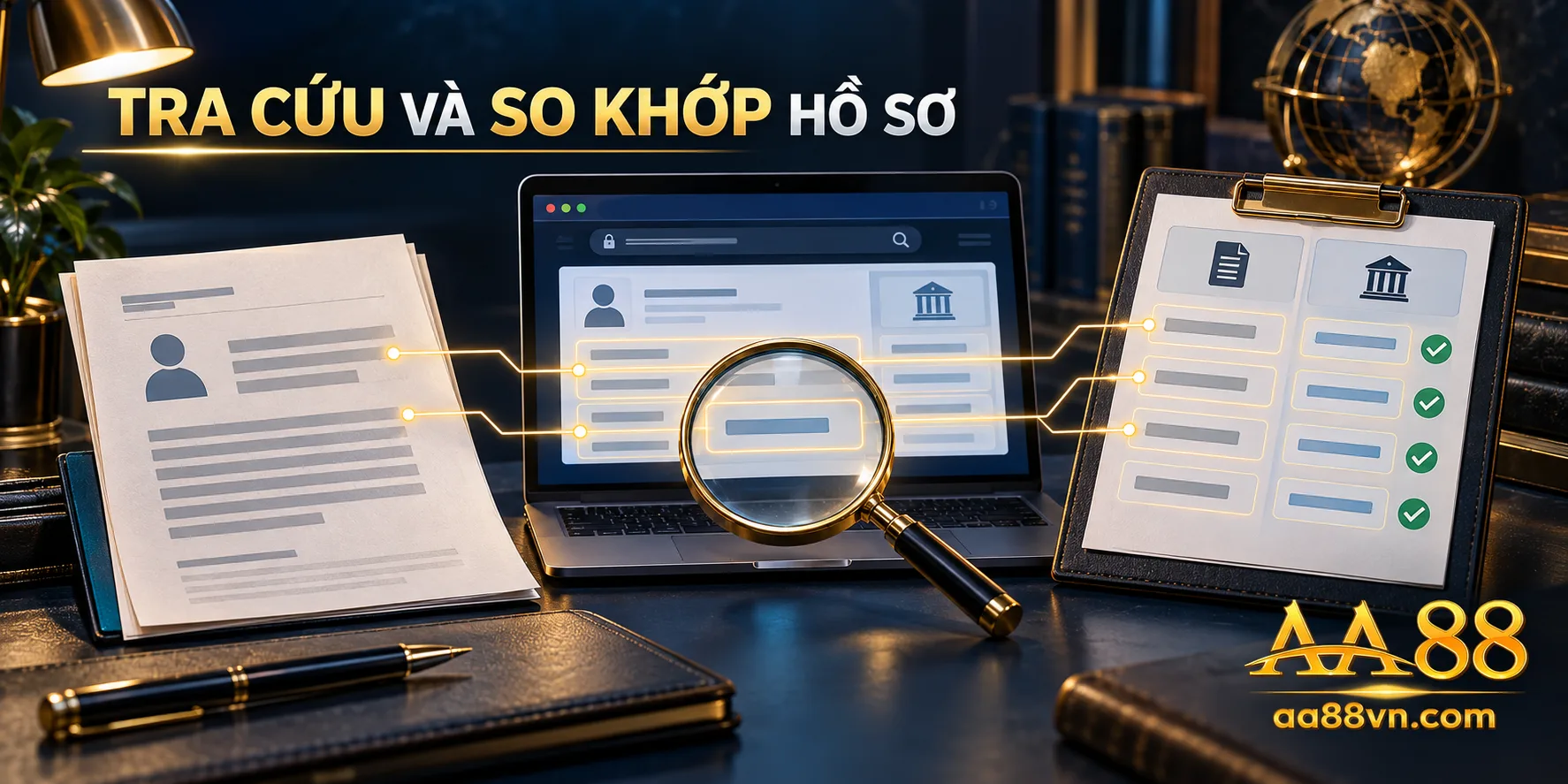 Quy trình kiểm tra đi từ dữ liệu công bố đến nguồn xác nhận, sau đó so khớp từng trường thông tin.