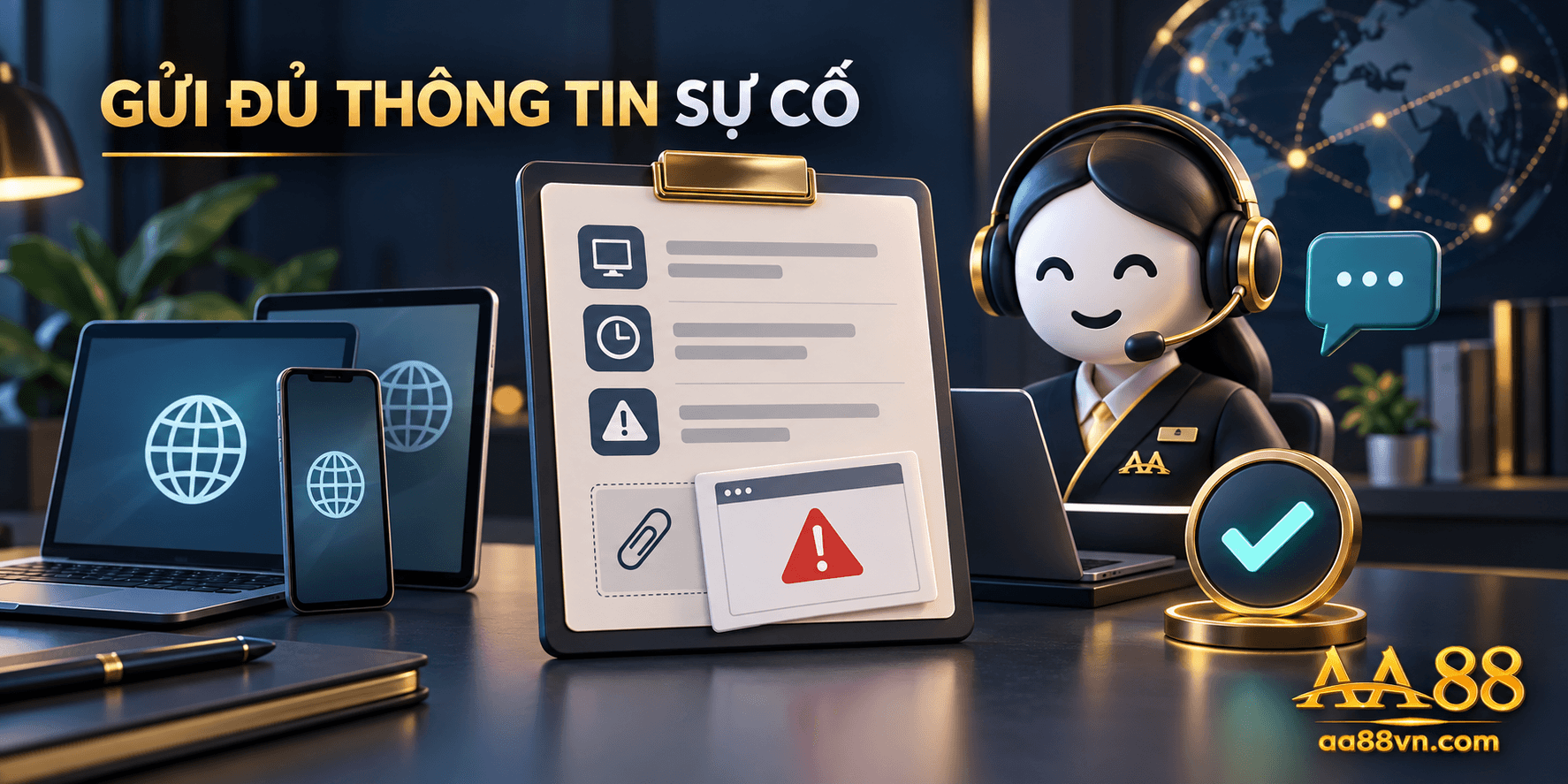 Thông tin thiết bị, thời điểm và mã lỗi giúp yêu cầu hỗ trợ xác định đúng phạm vi sự cố.